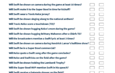20240211 Printable Taylor Swift Super Bowl Prop Sheet Super Bowl 58 Prop Sheet Featuring Taylor Swift Prop Bets