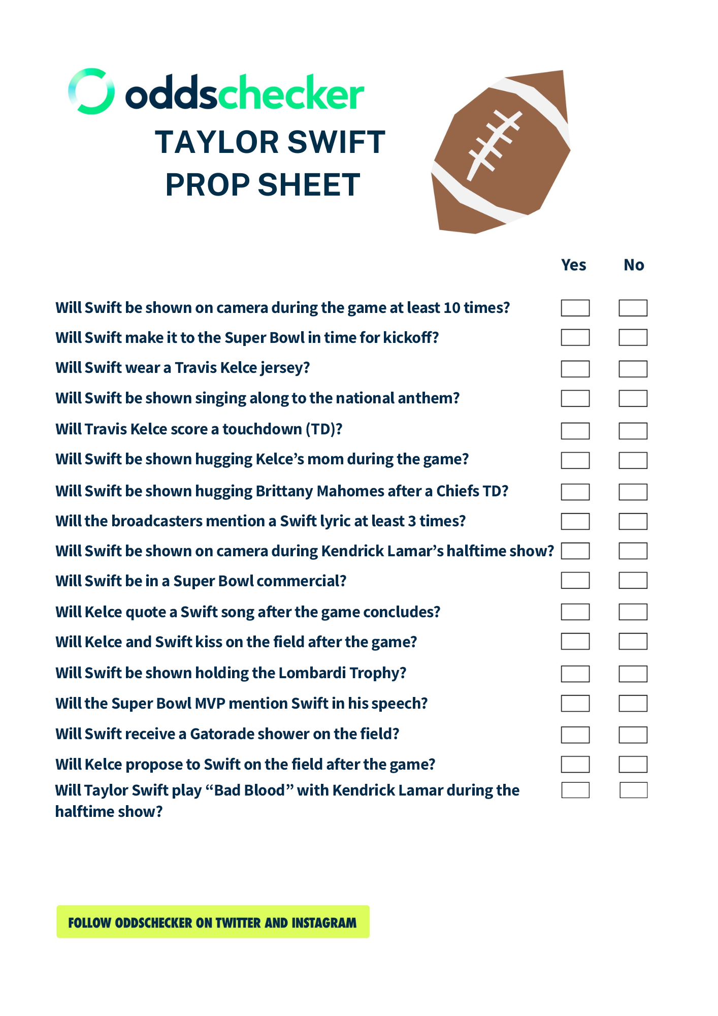 20240211 Printable Taylor Swift Super Bowl Prop Sheet Super Bowl 58 Prop Sheet Featuring Taylor Swift Prop Bets 20240211 Printable Taylor Swift Super Bowl Prop Sheet Super Bowl 58 Prop Sheet Featuring Taylor Swift Prop Bets