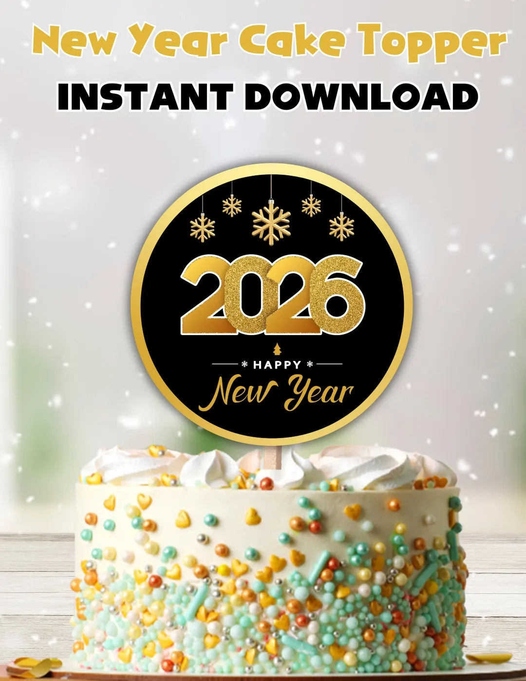2026 New Year Cake Topper Printable
