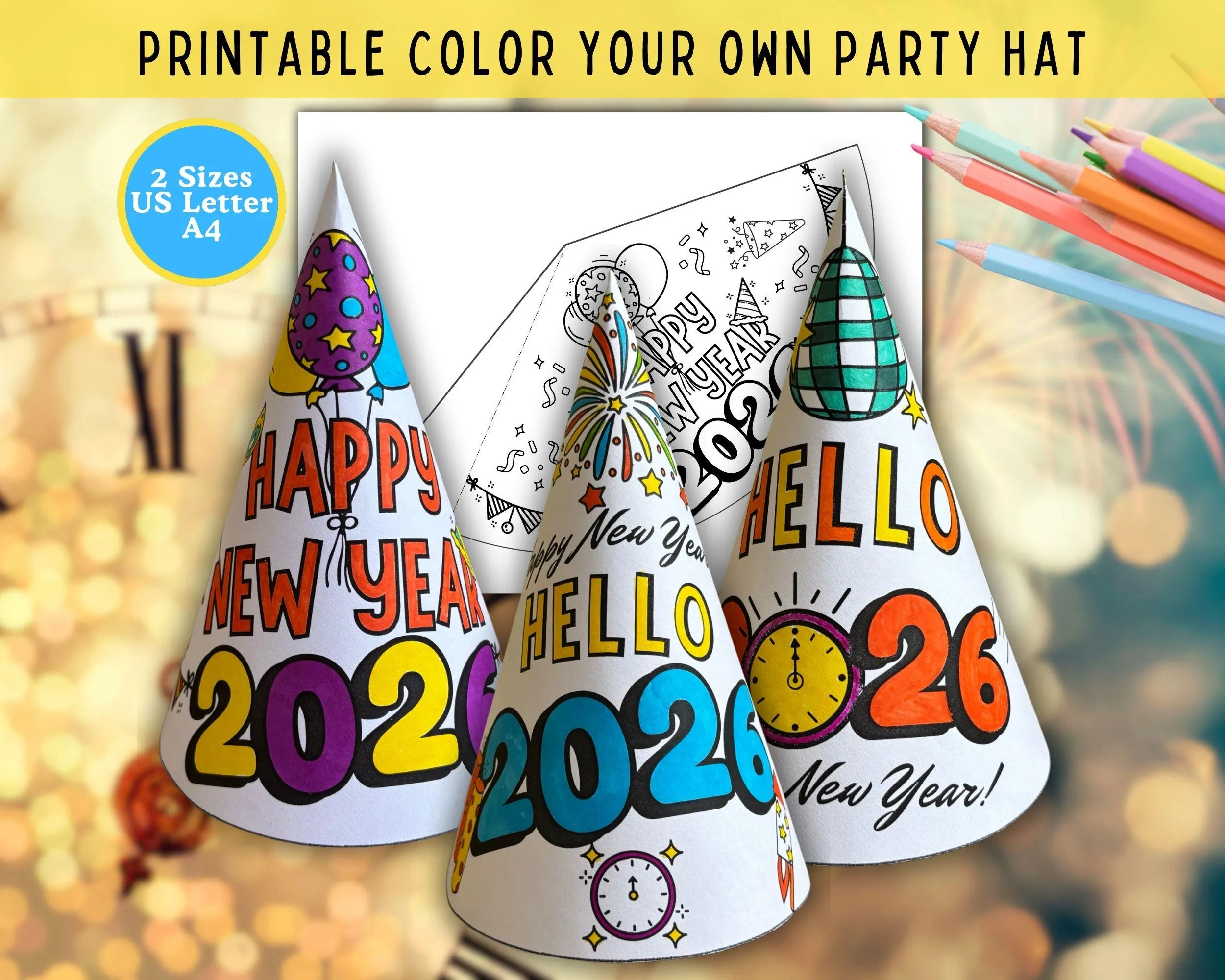 2026 New Year Party Hat Make Your Own