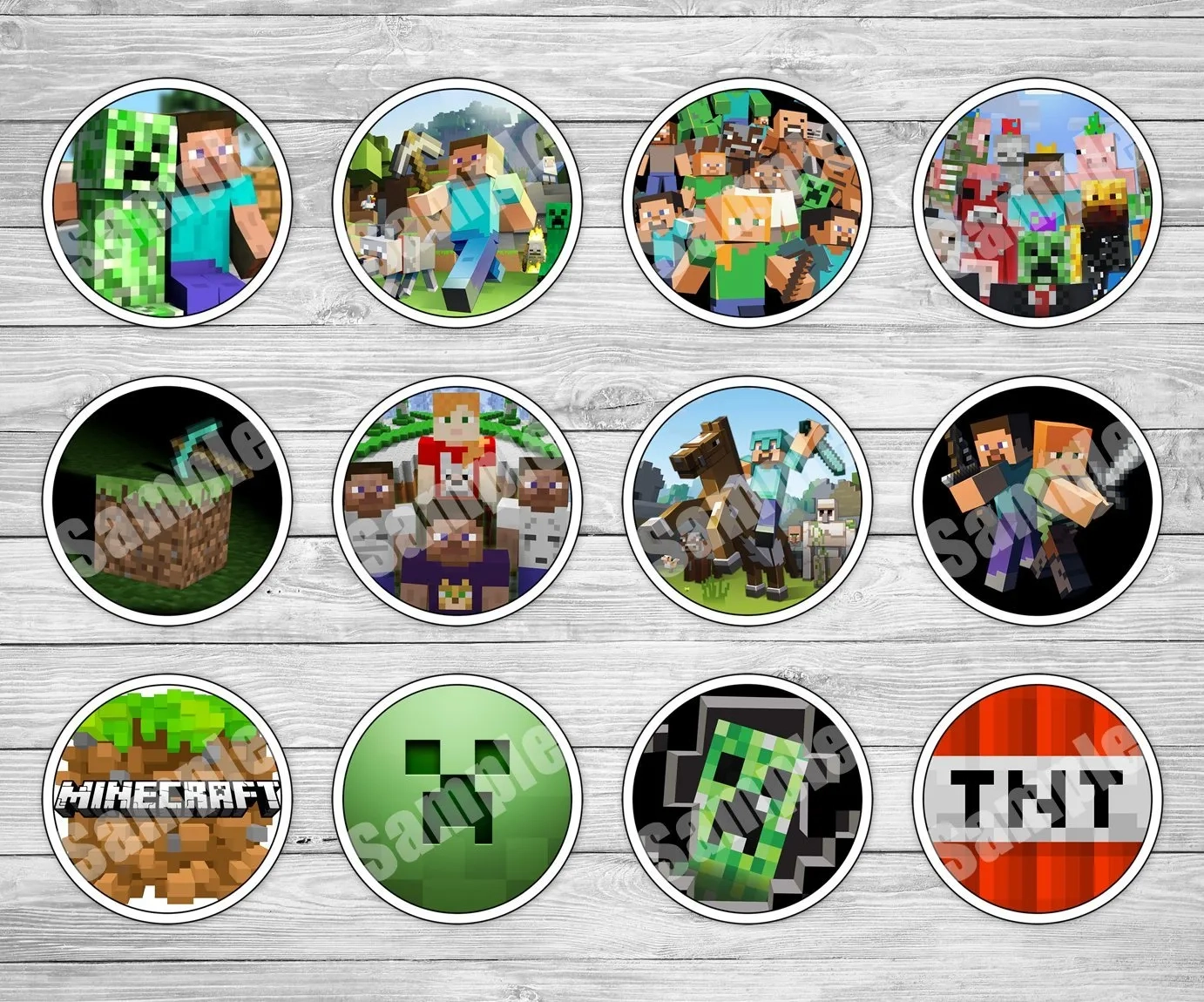24 Minecraft Printable Cupcake Toppers