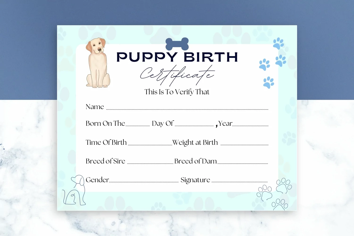 2459458 Puppy Birth Record Sheet
