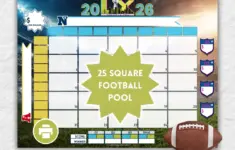 25 Super Football Bowl Squares Template