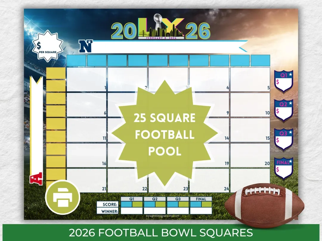 printable super bowl 25 squares printable super bowl 25 squares