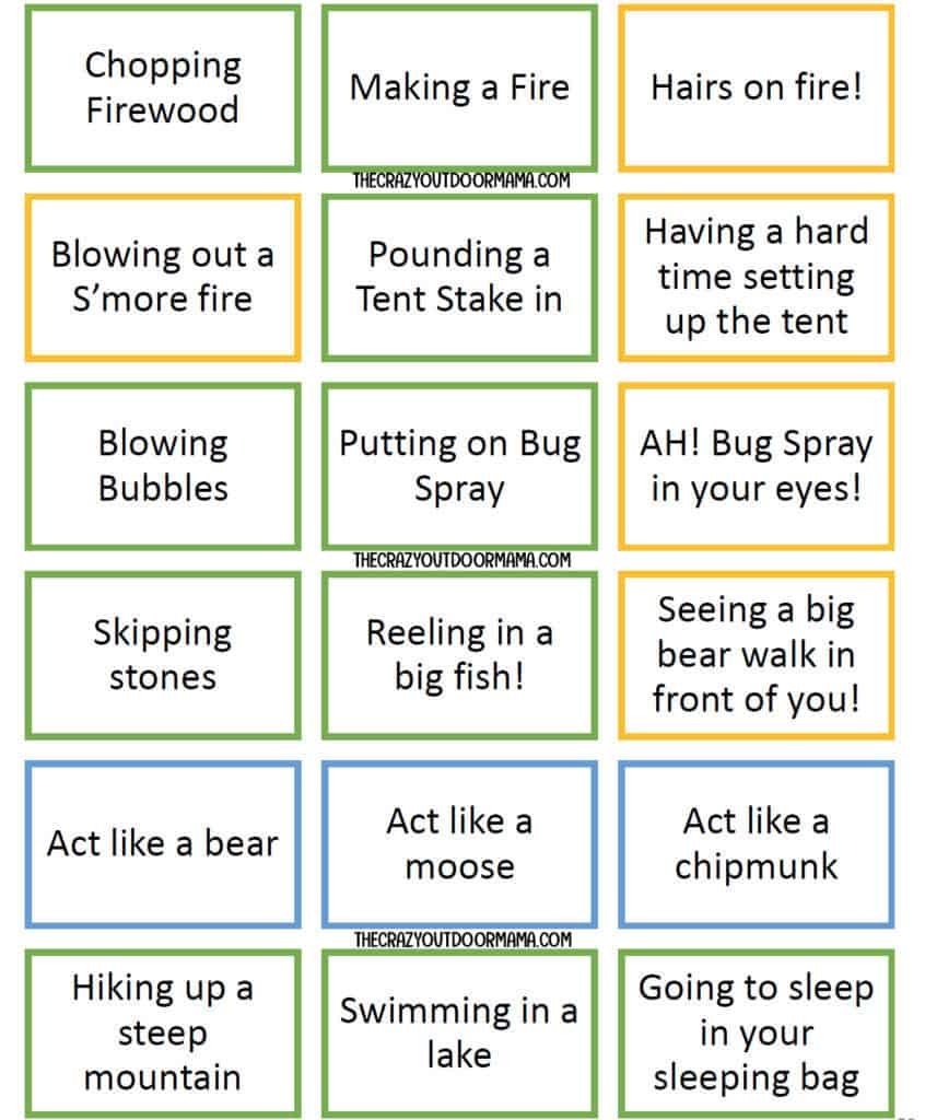 27 Fun Camping Charades Prompts Printable Pdf 27 Fun Camping Charades Prompts Printable Pdf