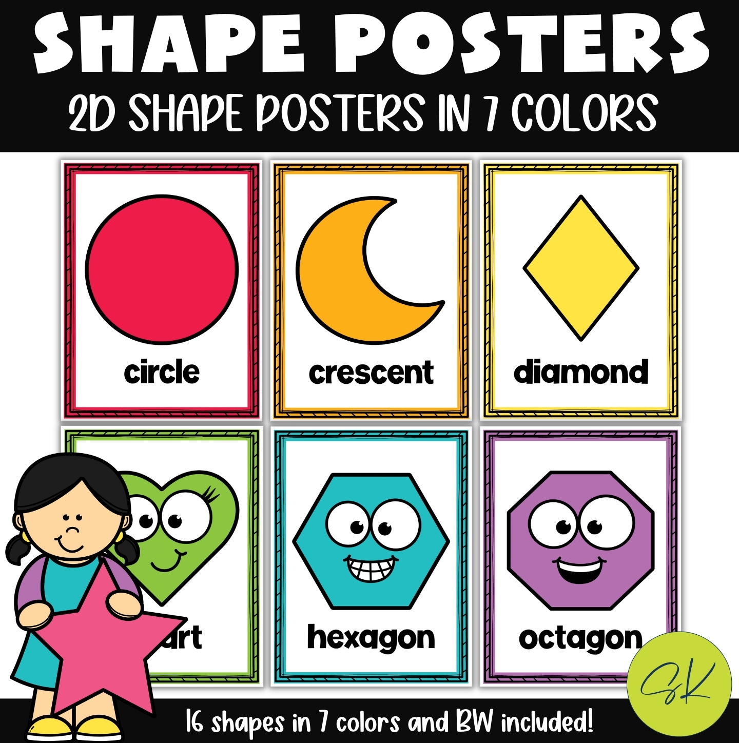 2d Shape Posters 16 Shape Posters In 7 Colors 2d Shape Posters 16 Shape Posters In 7 Colors