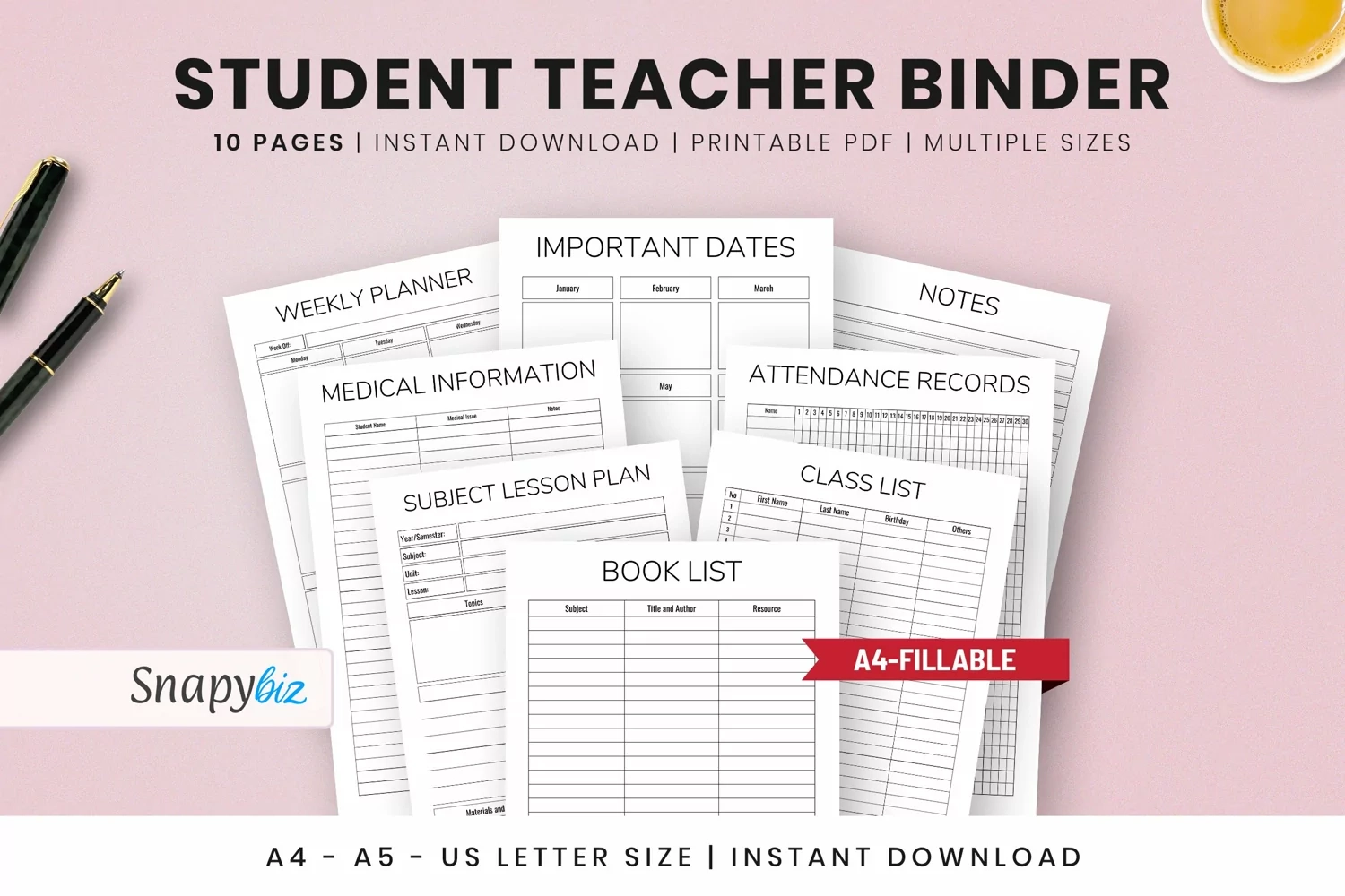 3358680 Printable Student Teacher Binder Template