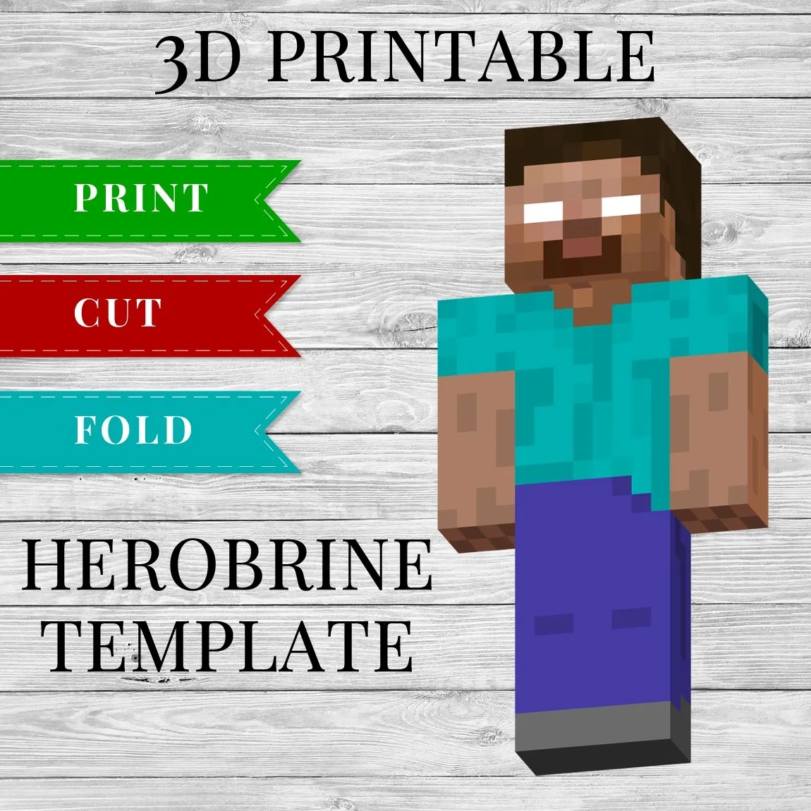 3d Printable Minecraft Herobrine Template
