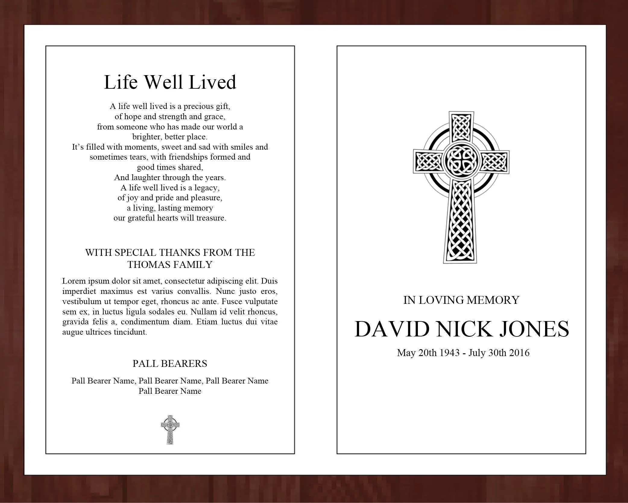 4 Page Catholic Cross Funeral Program Template 4 Page Catholic Cross Funeral Program Template
