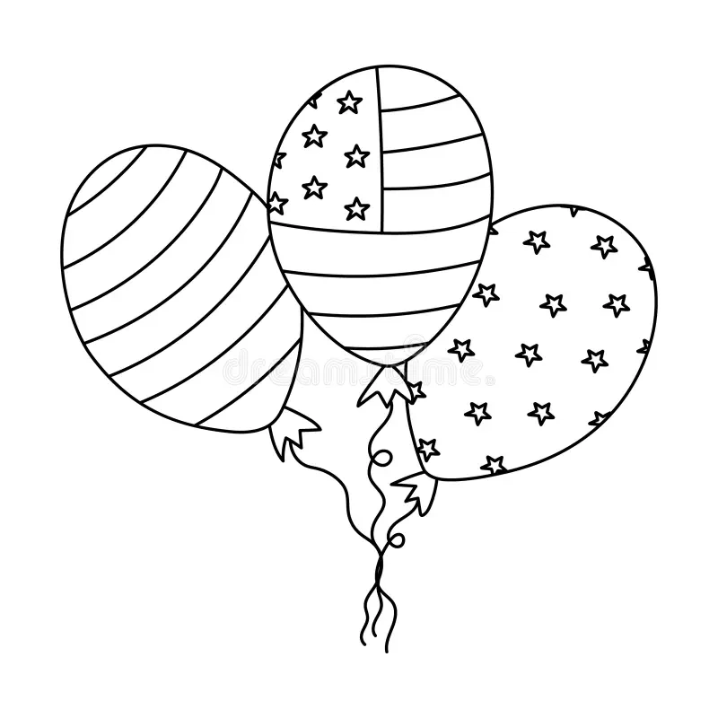 4th July Clipart Black White