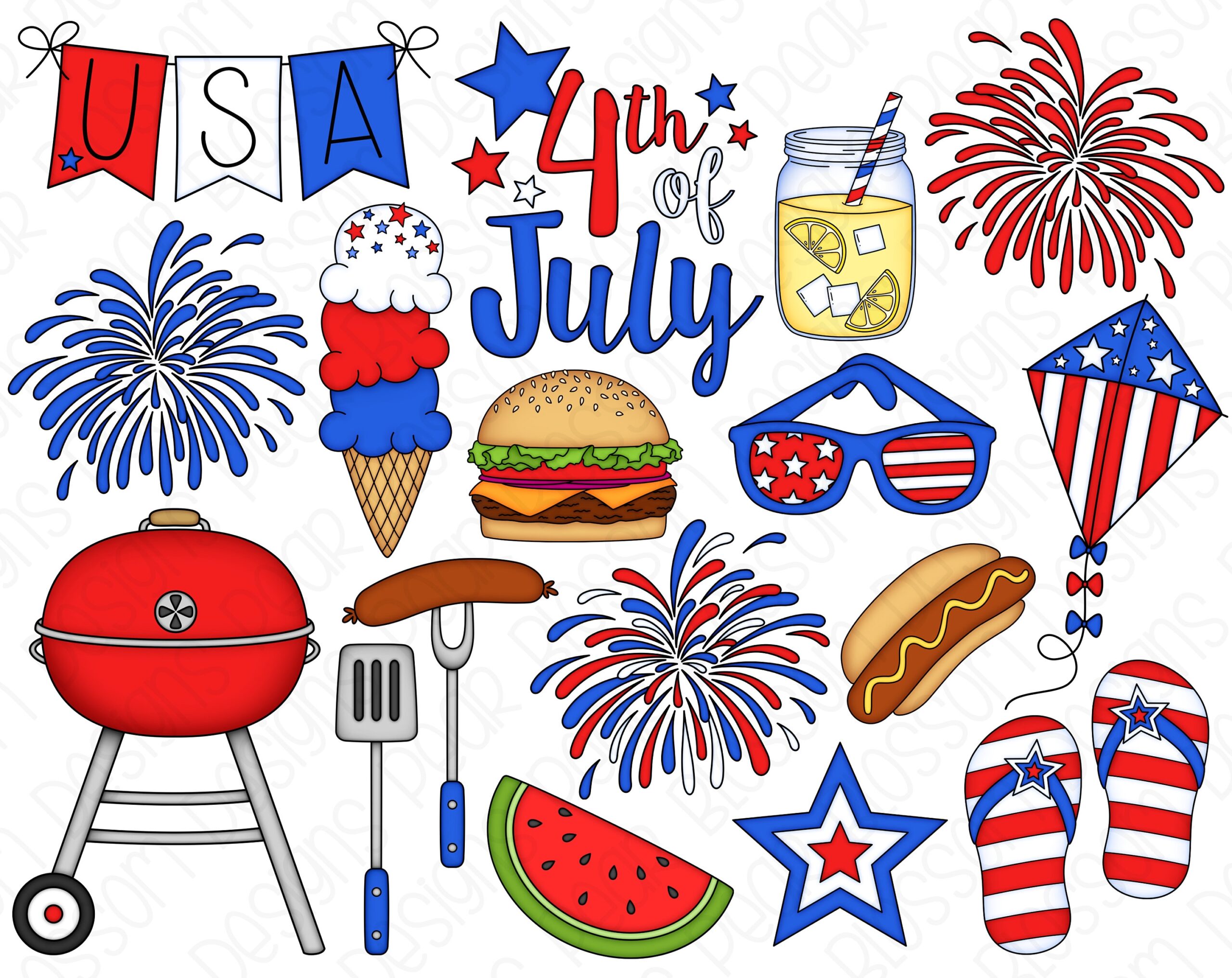 4th Of July Barbecue Digital Clipart Set