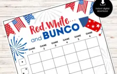 4th Of July Bunco Score Sheets