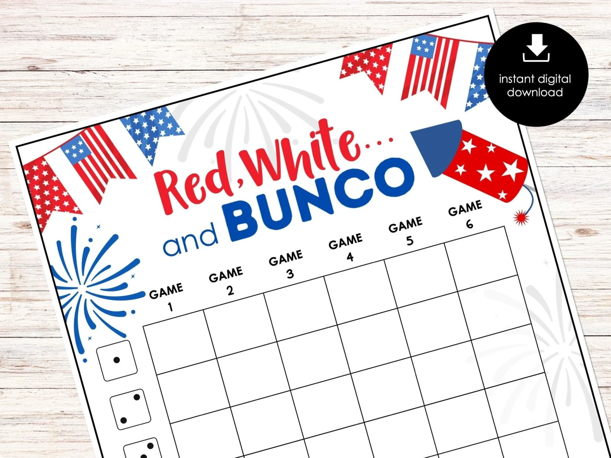 4th Of July Bunco Score Sheets