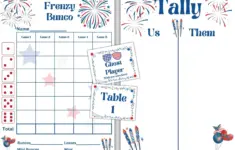 4th Of July Bunco Scorecards Patriotic