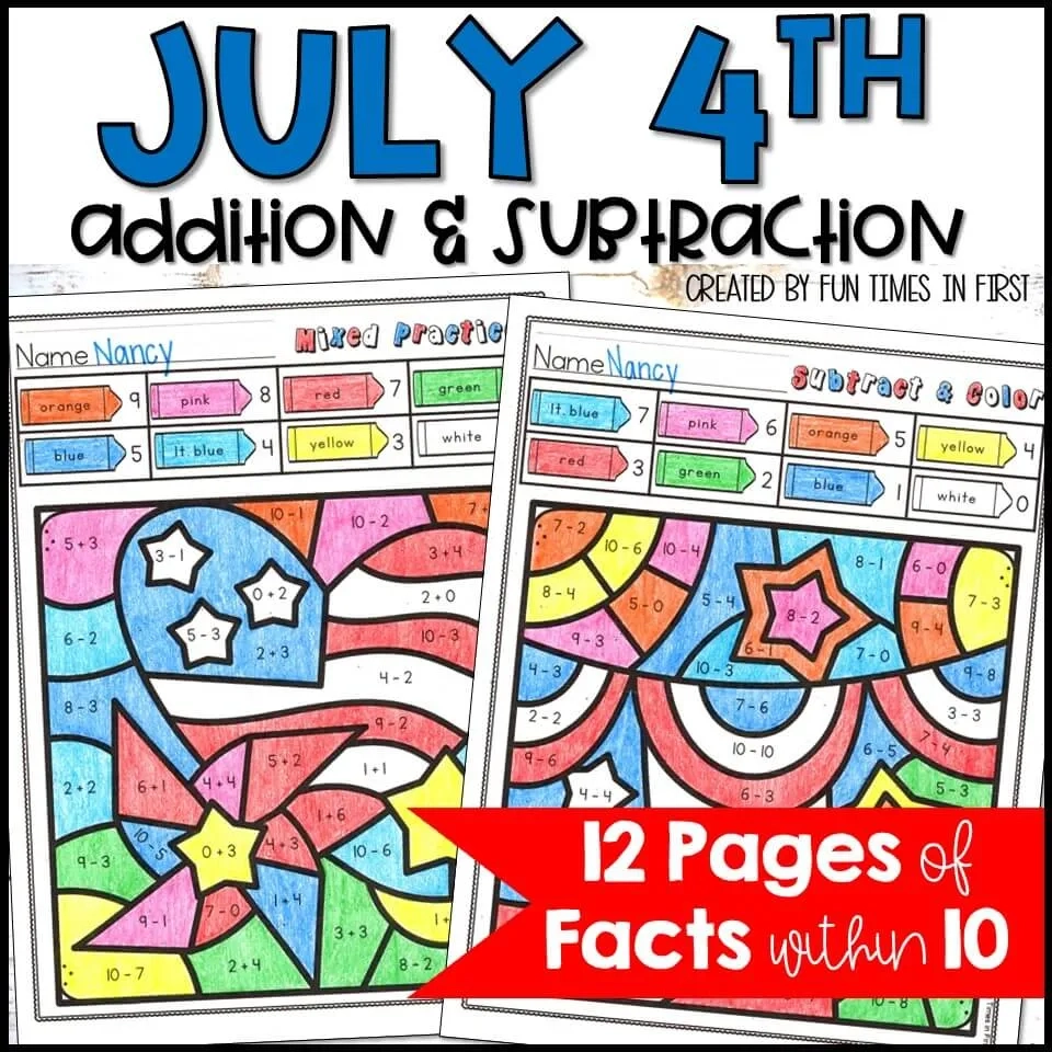 free printable 4th of july math worksheets for kids