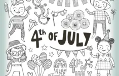 4th Of July Doodle Clipart Black And
