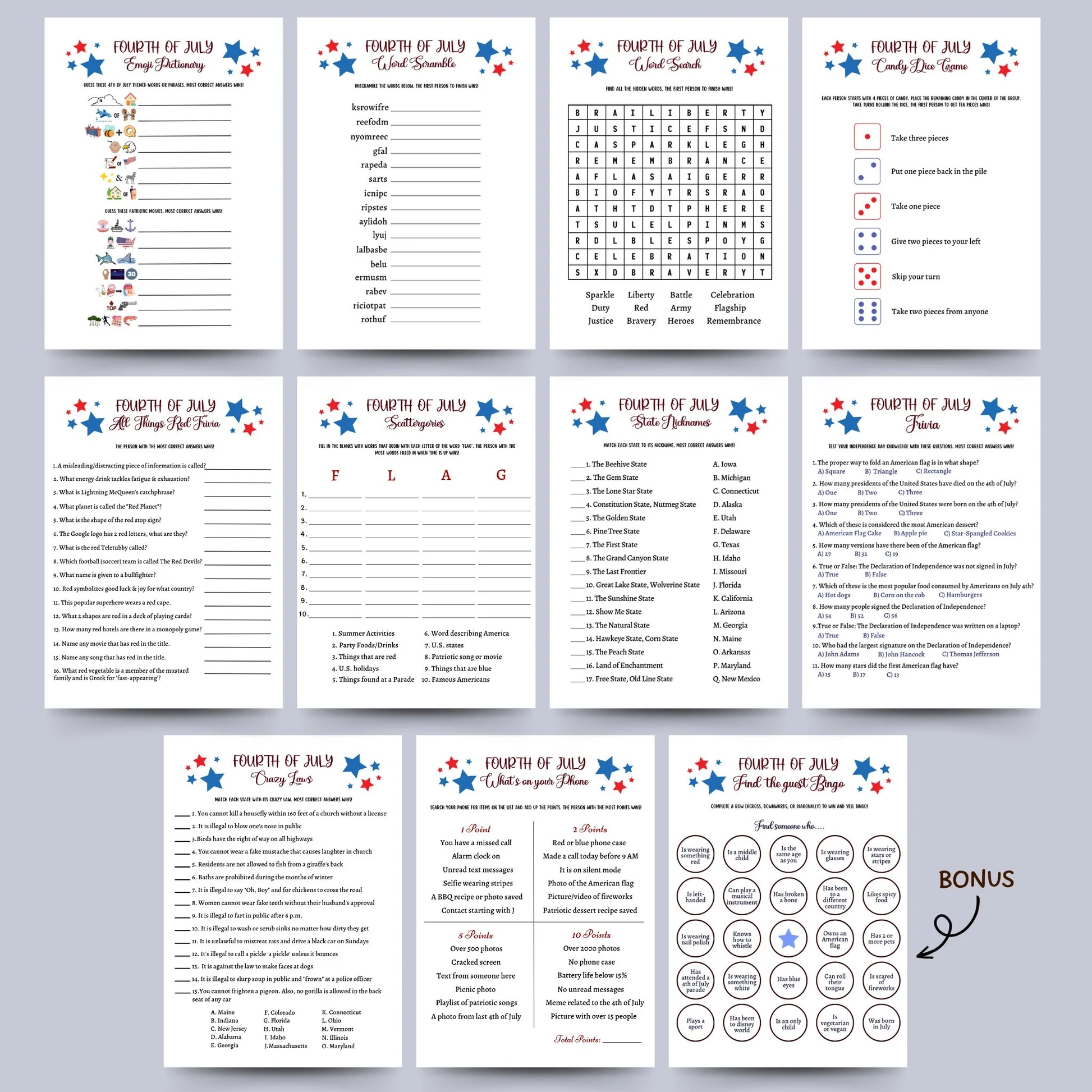 4th Of July Games Printable Independence 37591 4th Of July Games Printable Independence 37591