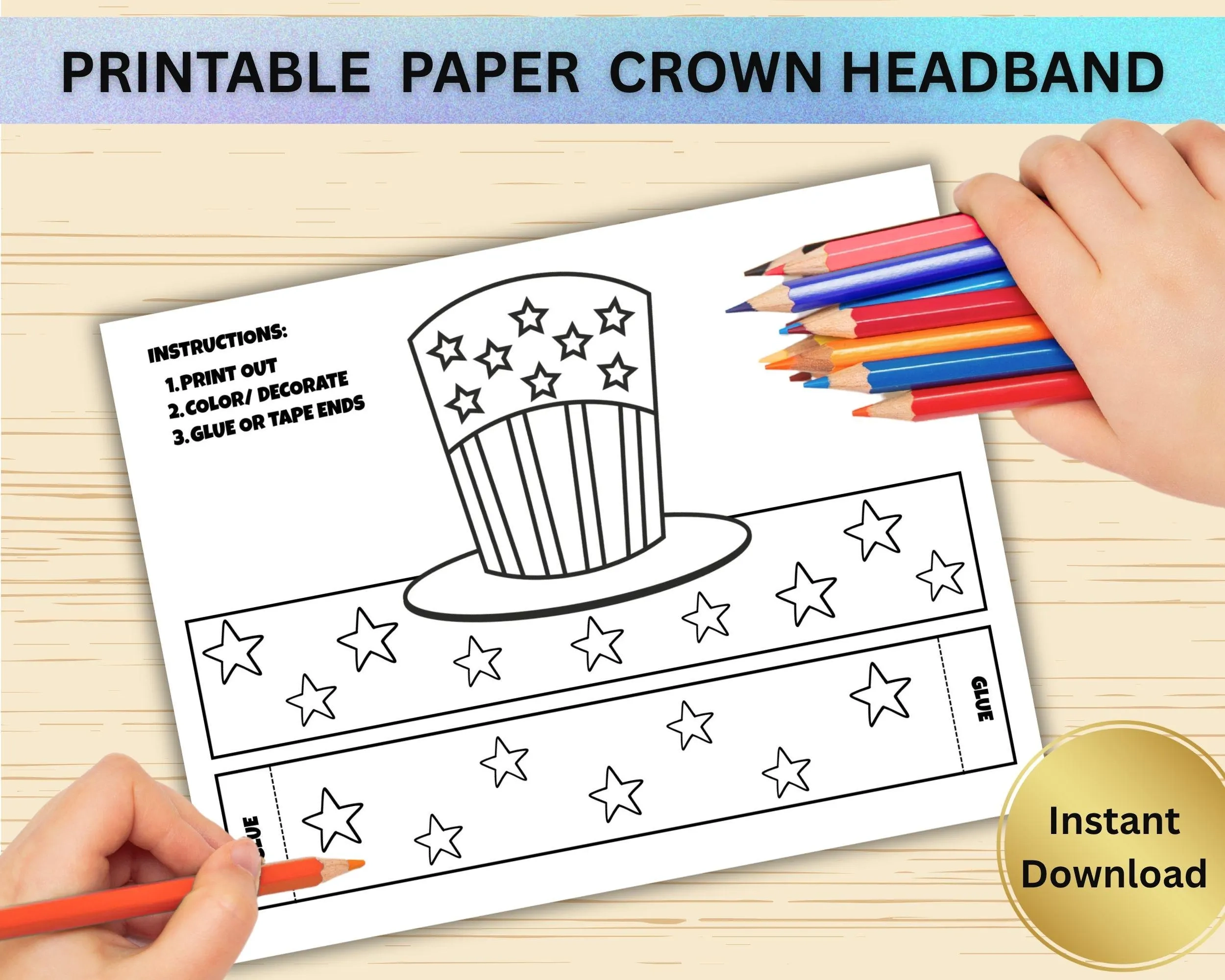 4th Of July Paper Crown Headband