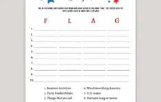 4th Of July Scattergories Game Printable Independence Day Family Activity Adults Kids