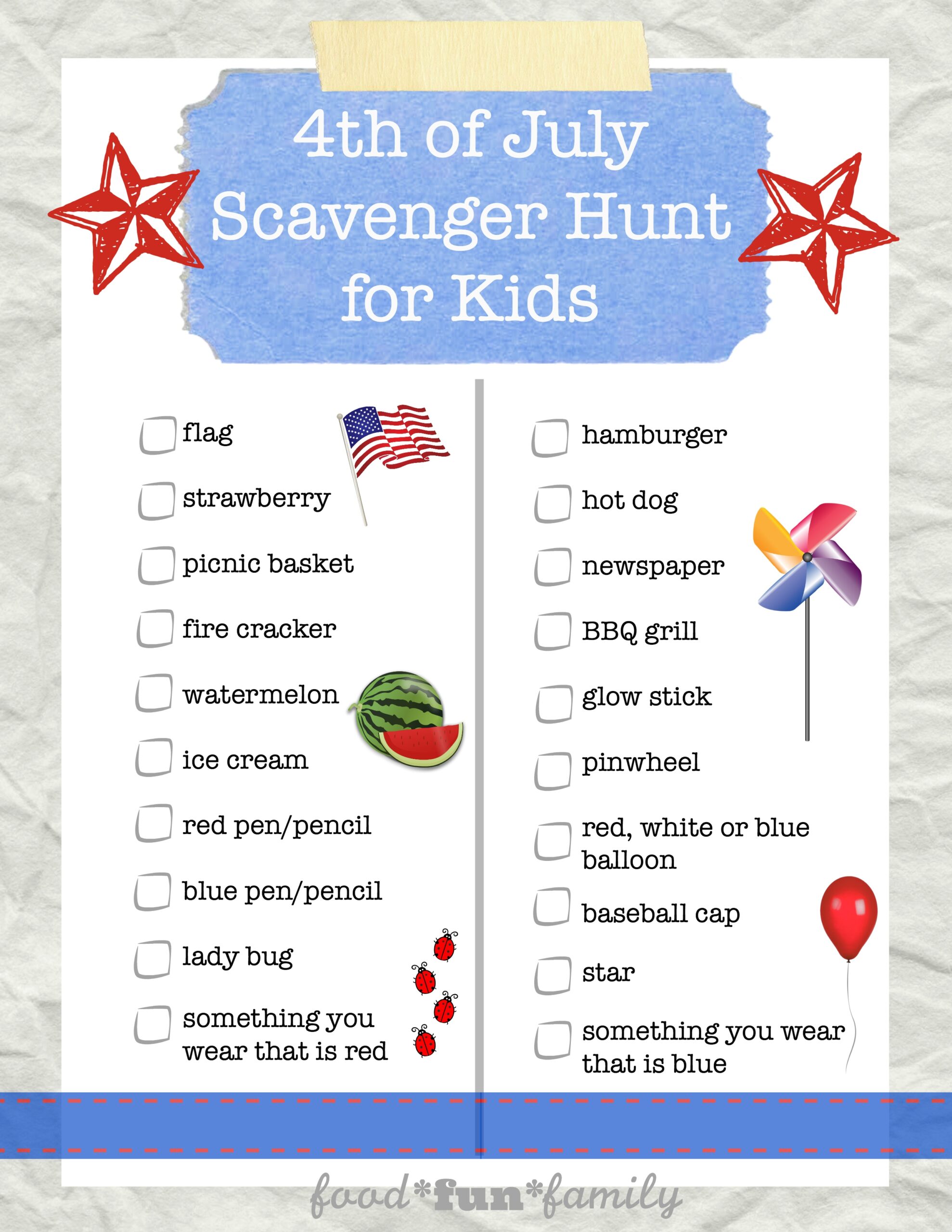 4th Of July Scavenger Hunt 4th Of July Scavenger Hunt