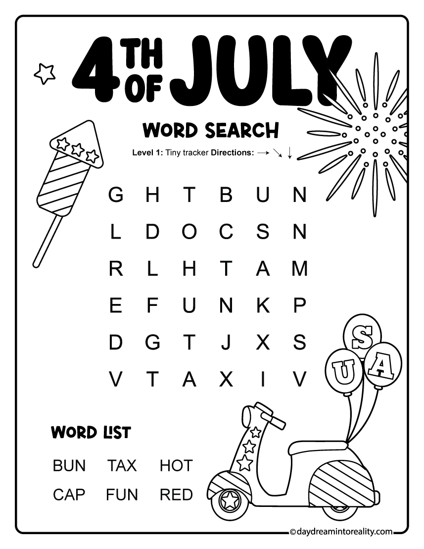 4th Of July Word Search 4th Of July Word Search