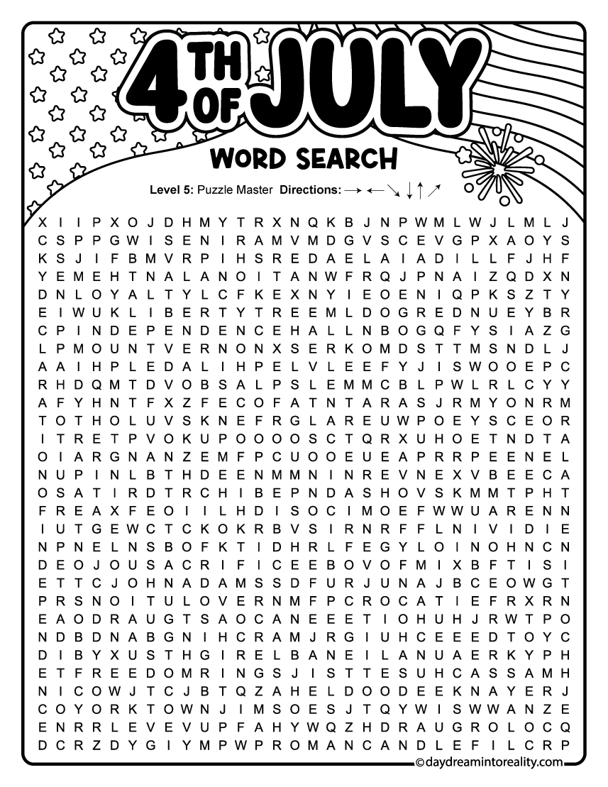 4th Of July Word Search 4th Of July Word Search