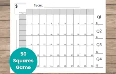 50 Squares Game Blank Template For