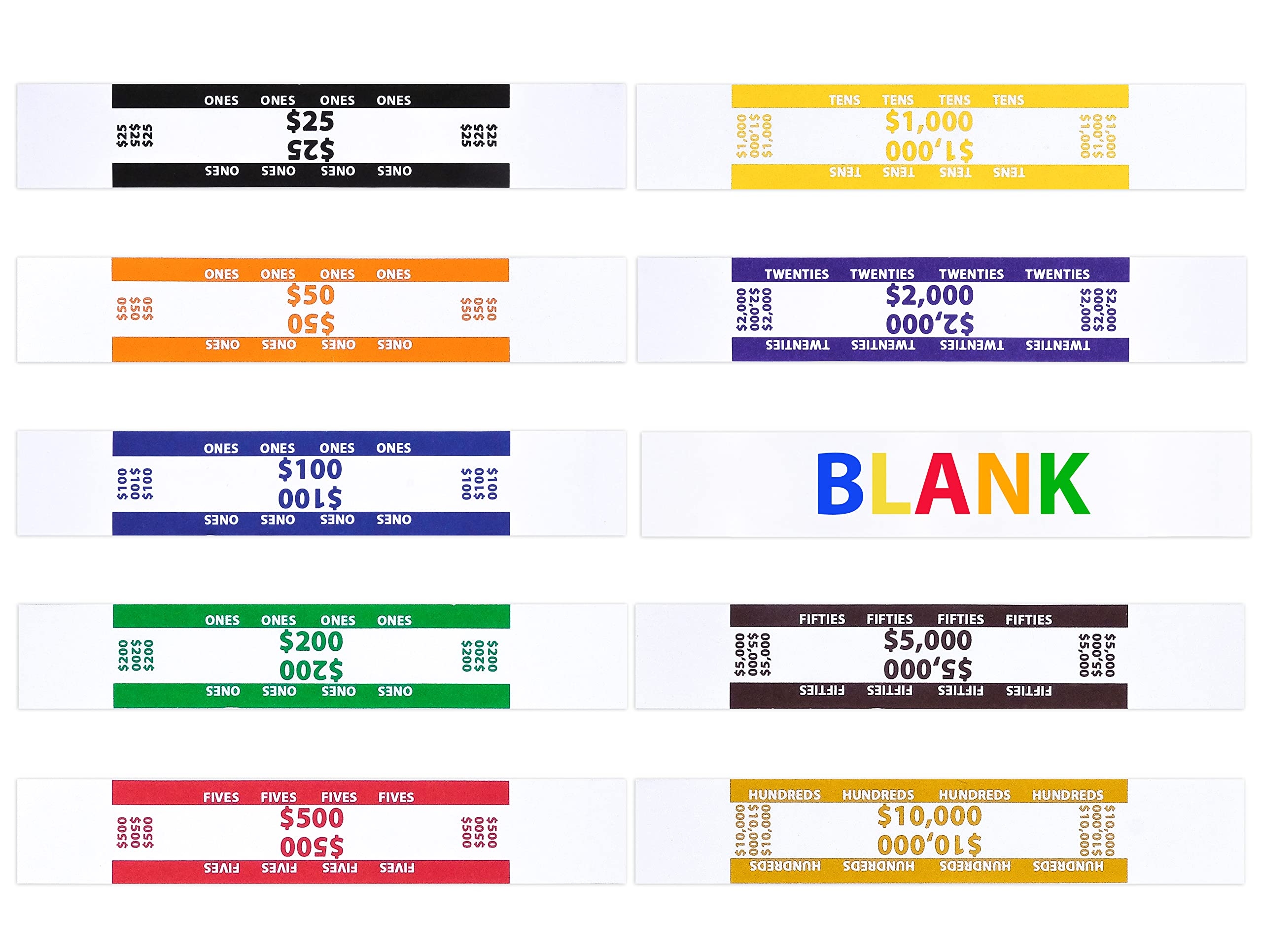 571851469 Money Bands 400 Pack Currency Straps Vibrant Colors Coded Bank