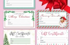 6 Free Printable Gift Certificate Templates For Christmas