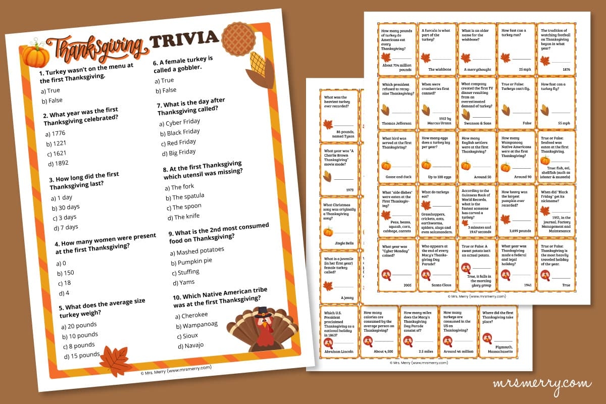 60 Thanksgiving Trivia Questions And Answers Printable