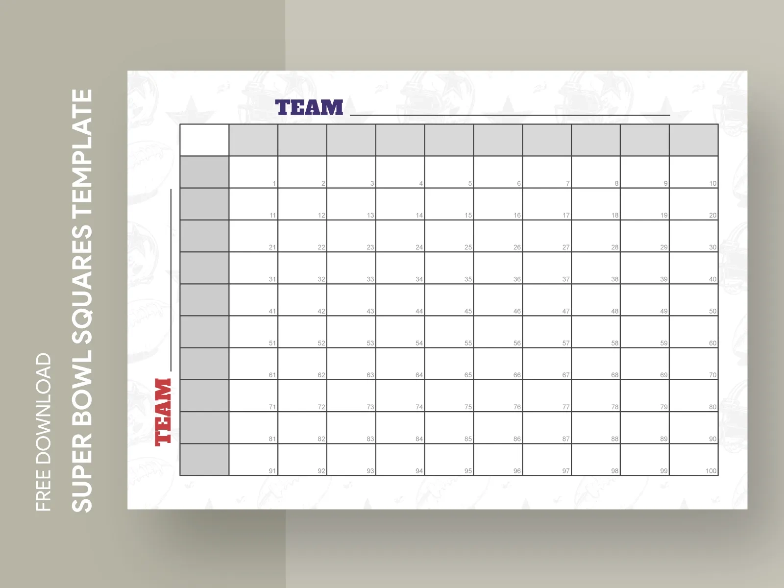 6184161 Super Bowl Squares Google Docs Templates