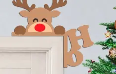 665778 Cute Christmas Reindeer Door Frame Decoration