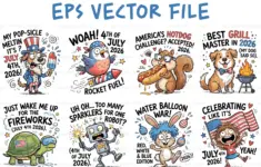 6772748 Funny 4th Of July 2026 Cartoon Humor Bundle T Shir