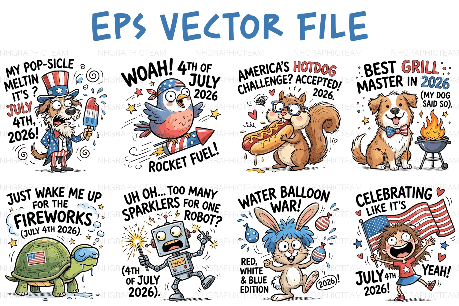 6772748 Funny 4th Of July 2026 Cartoon Humor Bundle T Shir