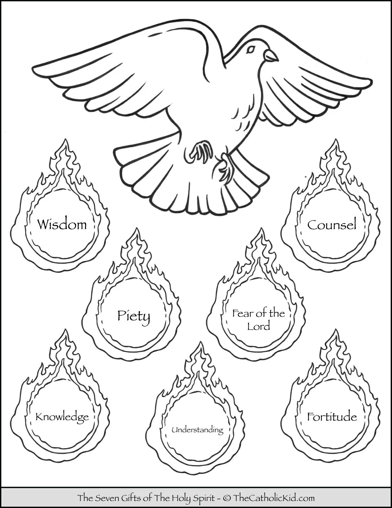 7 Gifts Of The Holy Spirit Coloring Page Cnt Mls