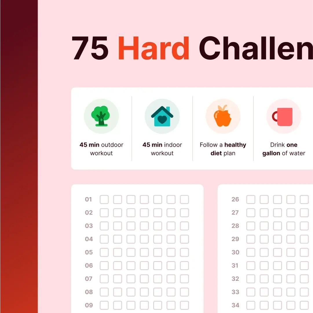 75 Hard Challenge Printable 75 Hard Challenge Printable