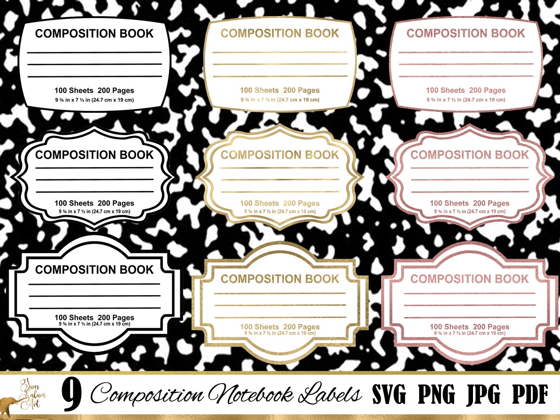 9 Composition Notebook Labels 9 Composition Notebook Labels