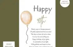 90th Birthday Poem Print Meaningful