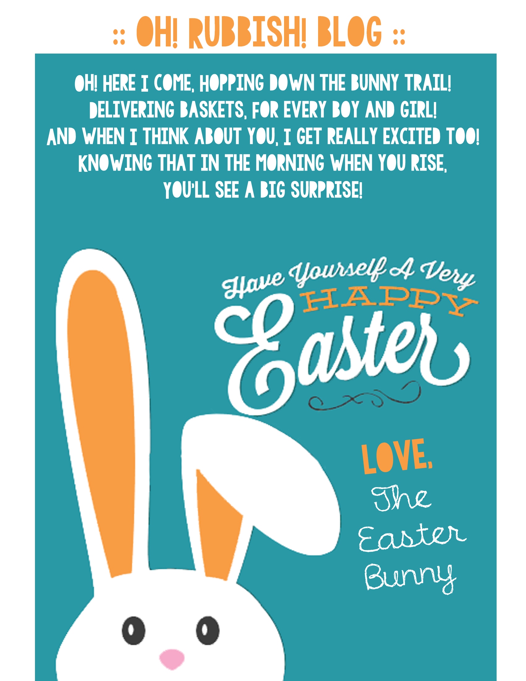 free printable easter bunny note