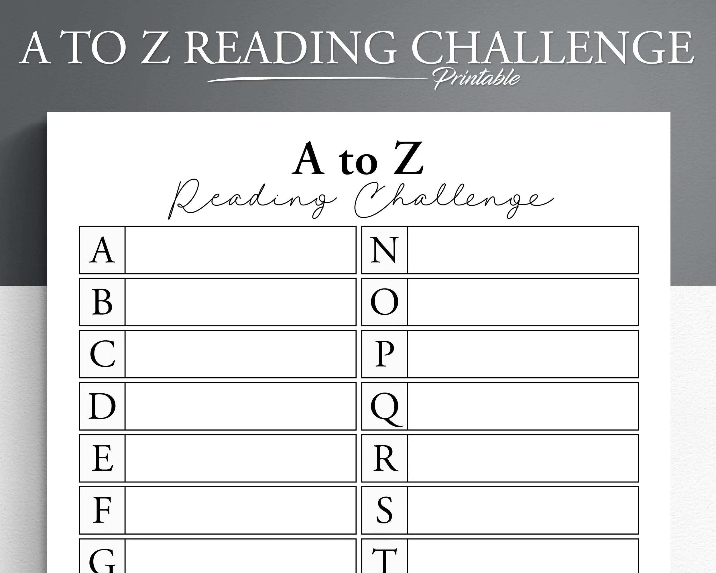 A To Z Reading Challenge Printable Book A To Z Reading Challenge Printable Book