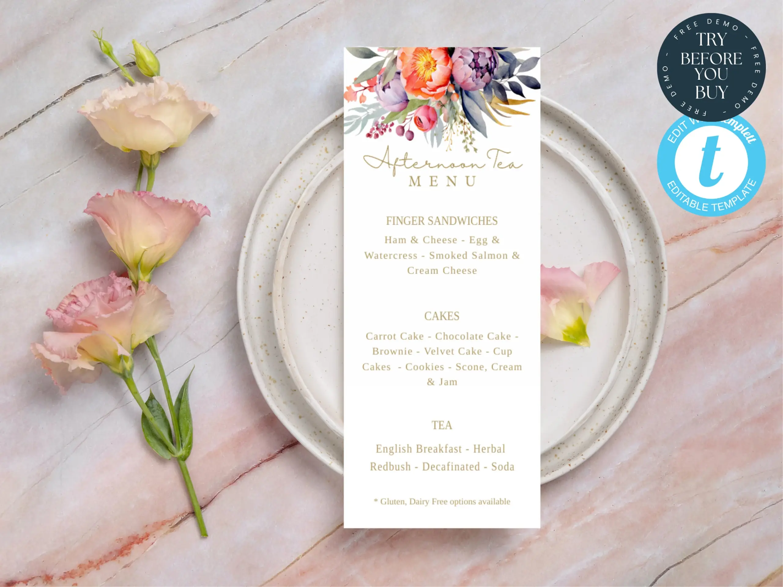 Afternoon Tea Menu Template Editable Afternoon Tea Menu Template Editable