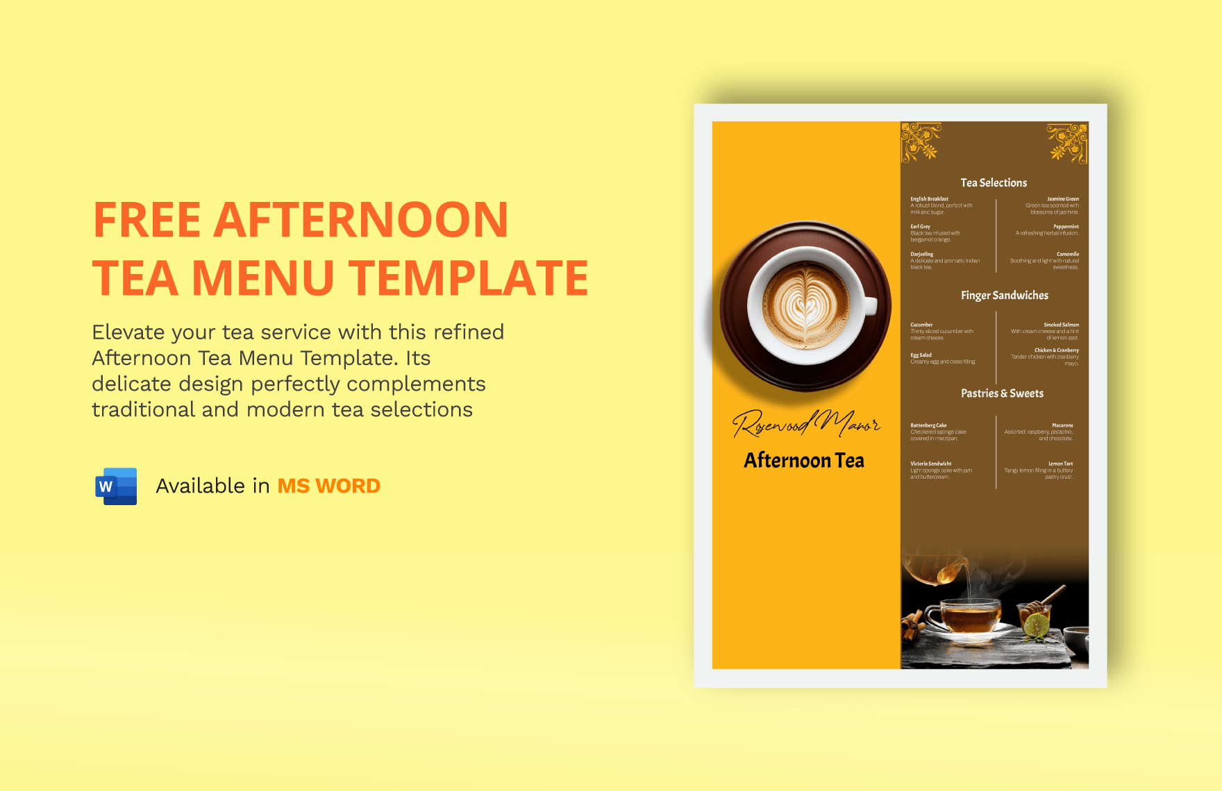 free afternoon tea menu template free afternoon tea menu template