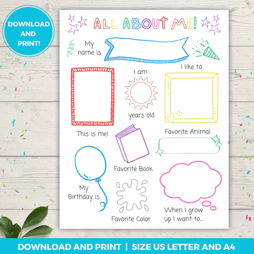 All About Me Poster Printable Back To All About Me Poster Printable Back To