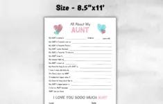 All About My Aunt Card Questionnaire 52186