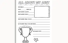 All About My Aunt Printable Mothers Day