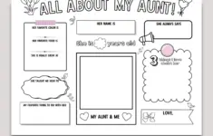 All About My Aunt Survey Printable Diy Gift For Auntie Aunty Birthday Card Questionnaire Ideas From Kids Personalized Keepsake Activity