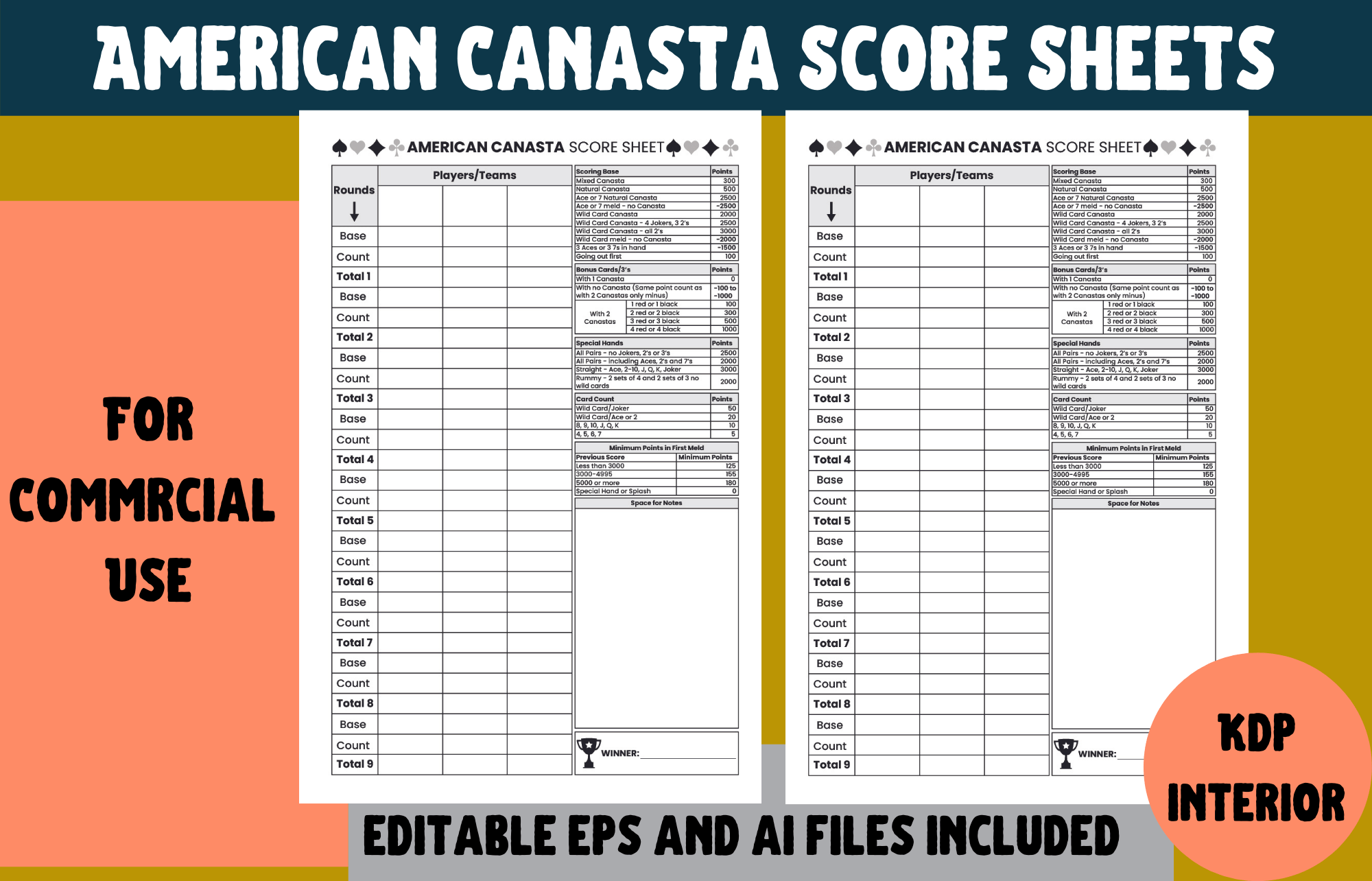 American Canasta Score Sheets American Canasta Score Sheets