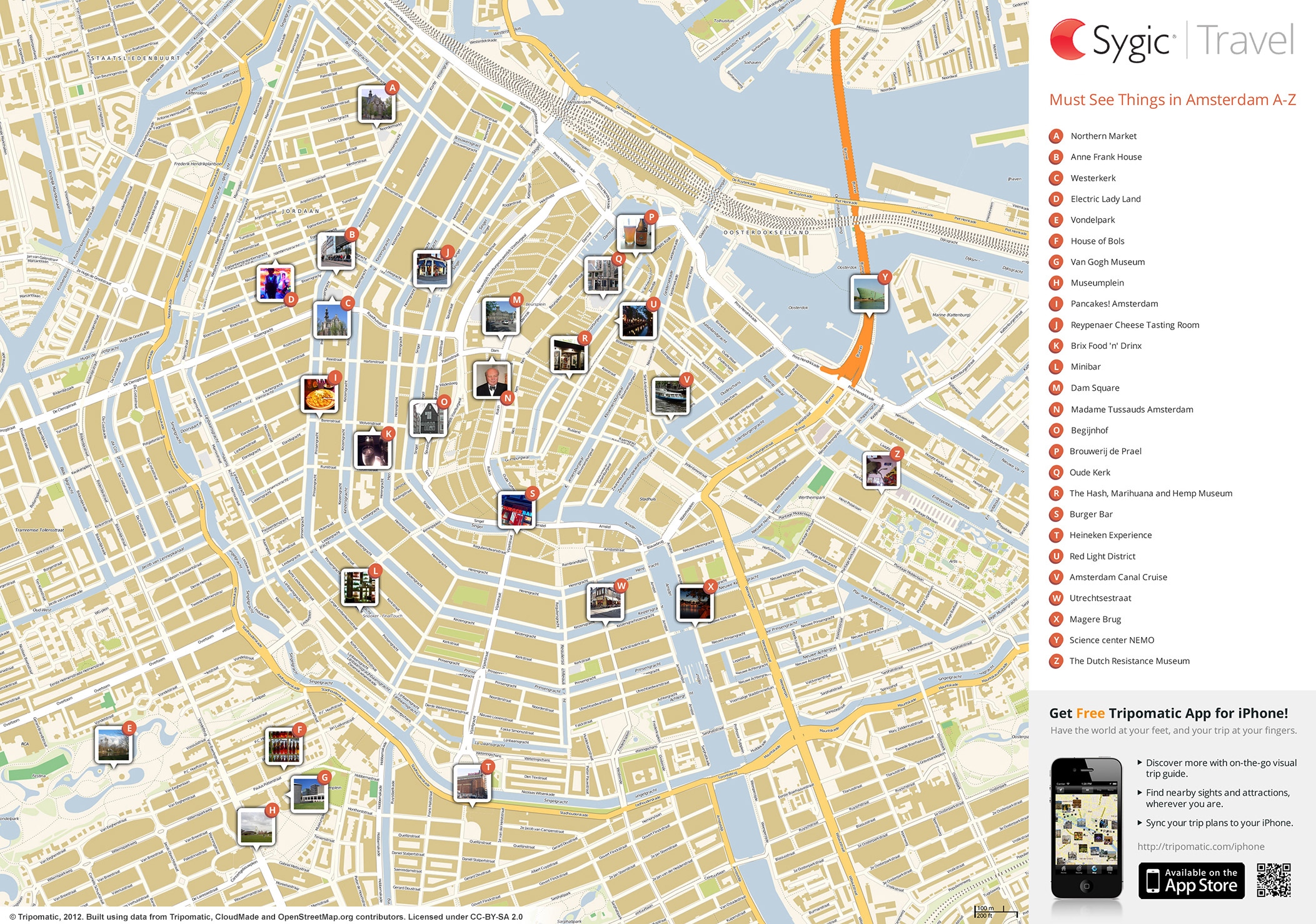 Amsterdam Printable Tourist Map