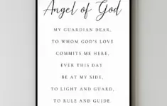 Angel Of God My Guardian Dear Prayer Wall Art Print Guardian Angel Prayer Wall Art Catholic Prayer Print Nursery Wall Art