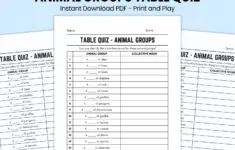 Animal Groups Table Quiz